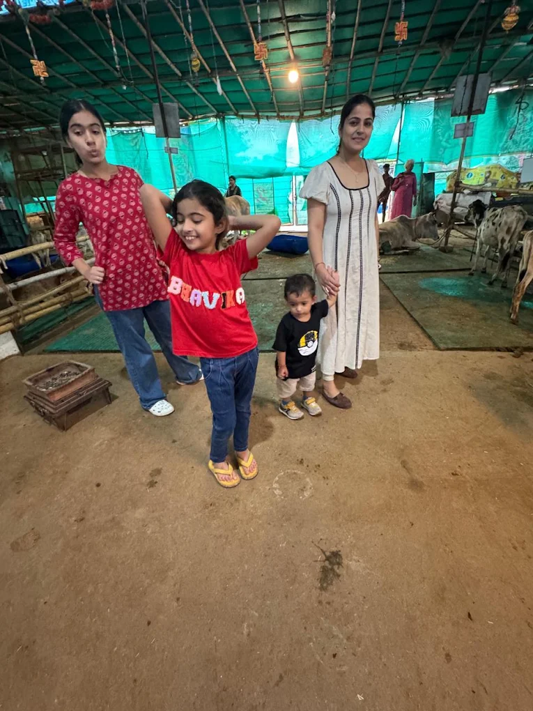 A family visiting the shed