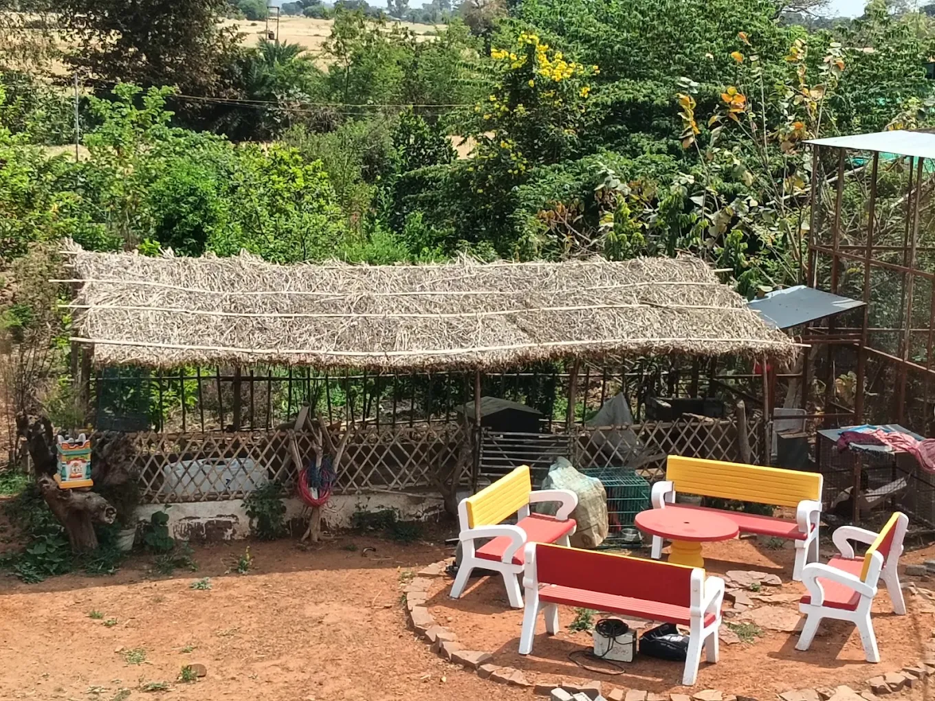Thatched seating area for visitors