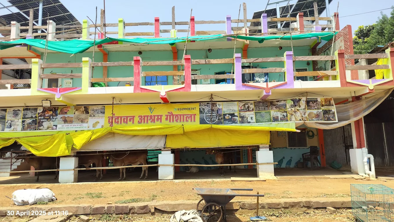 Vrindavan Aashram Gaushala building with solar panels